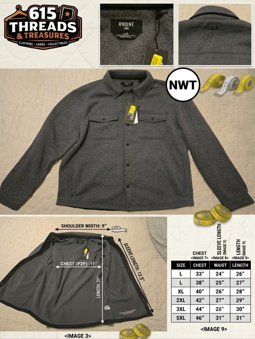 RHONE Men's Heather Charcoal Shirt Jacket